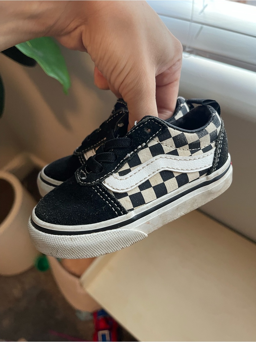 Toddler Vans Black and White Checkerboard Skate Shoes